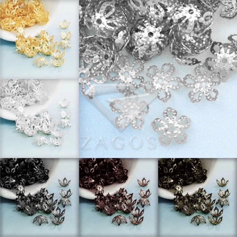 

20g Approx 250Pcs Flowers Filigree Bead Caps Findings 8x8x3mm Jewelry Findings Making End Caps FAST SHIP Wholesale