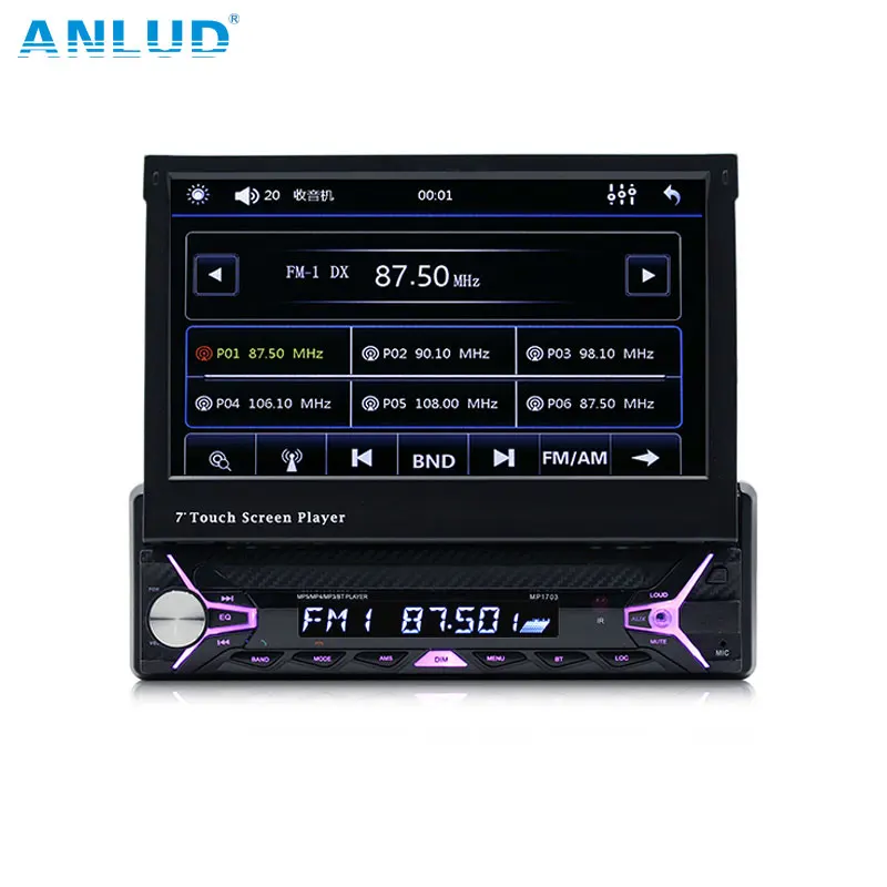 

ANLUD Bluetooth Car Monitor Foldable 7 Inch LCD Touch Screen 2DIN 4CH 60W MP5 Player Multimidia FM Radio USB AUX/TF With Remote