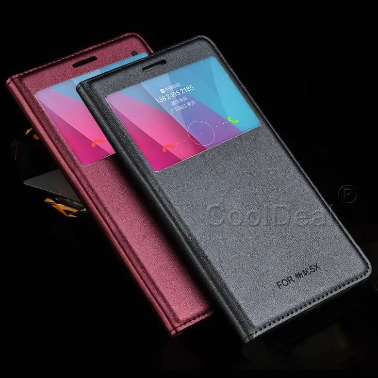 Original Style Luxury PU Leather Cover Cases For Huawei Honor 5X Play Smart Flip Case Mobile Phone Bags & View Window