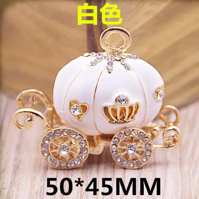 

Trendy 10PCS 50*45MM Enamel White Color Crystal Rhinestone Paved Princess Fashion Carriage Shape Metal Pendant Charm for DIY