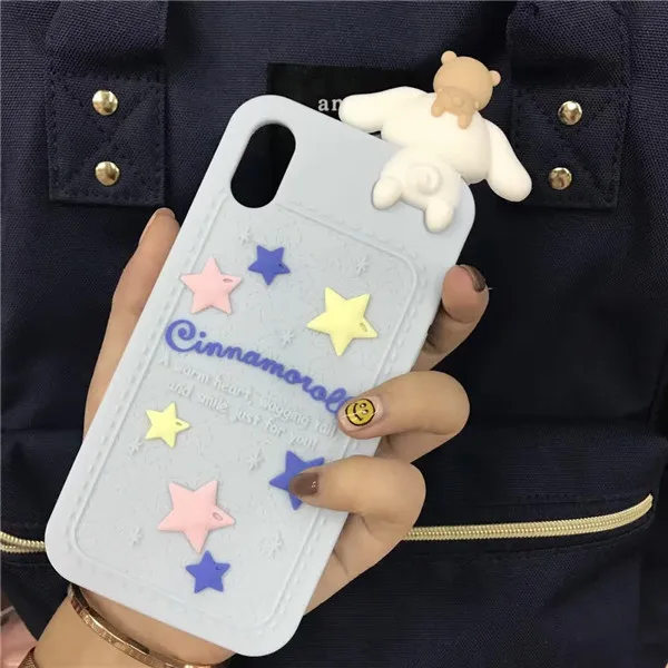 Милый Модный японский 3D Cinnamoroll My Melody чехол для телефона для iPhone 11 Pro Max X XS MAX XR 6 6s 7 8 Plus для силикагеля задняя крышка - Цвет: Черный