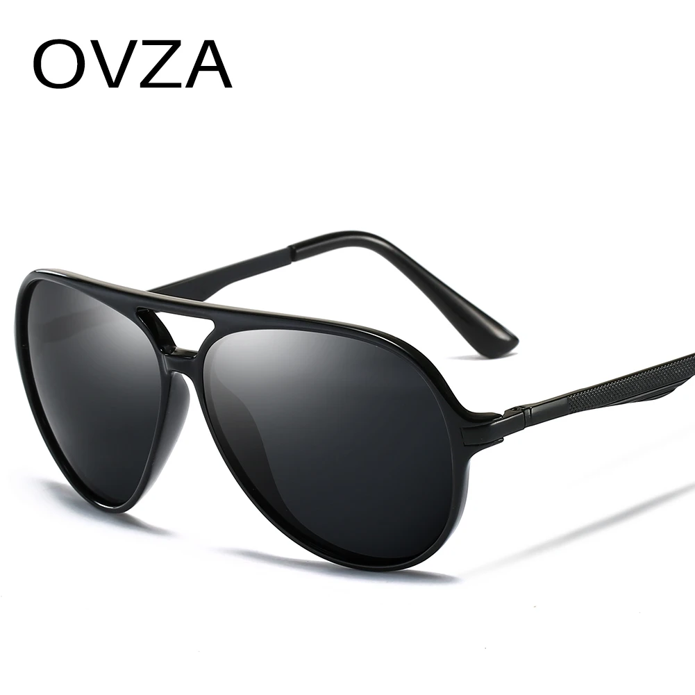 

OVZA TR90 Sunglasses Polarized Man Brand Black Glasses for Driving Retro Ultralight Vintage Sunglasses Men Pilot Style S5085