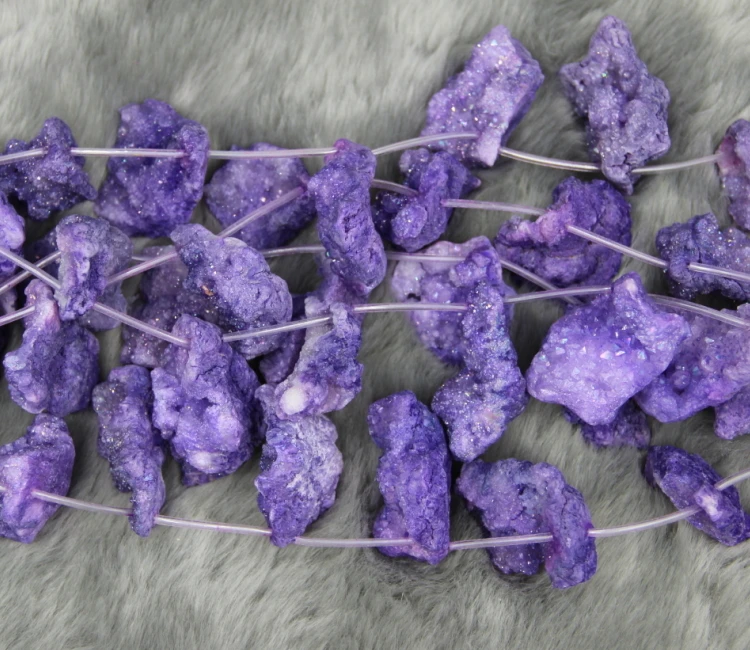

10pcs Purple Titanium Druzy Necklace Pendant Unique Quartz Crystal Necklace Pendant DruzyStone Beads Crystal Geode Necklace
