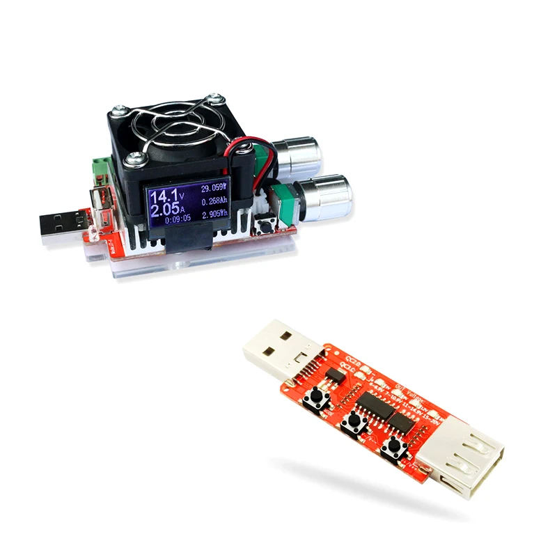 

35W constant current double adjustable electronic load + QC2.0/3.0 triggers quick voltage usb tester voltmeter aging discharge