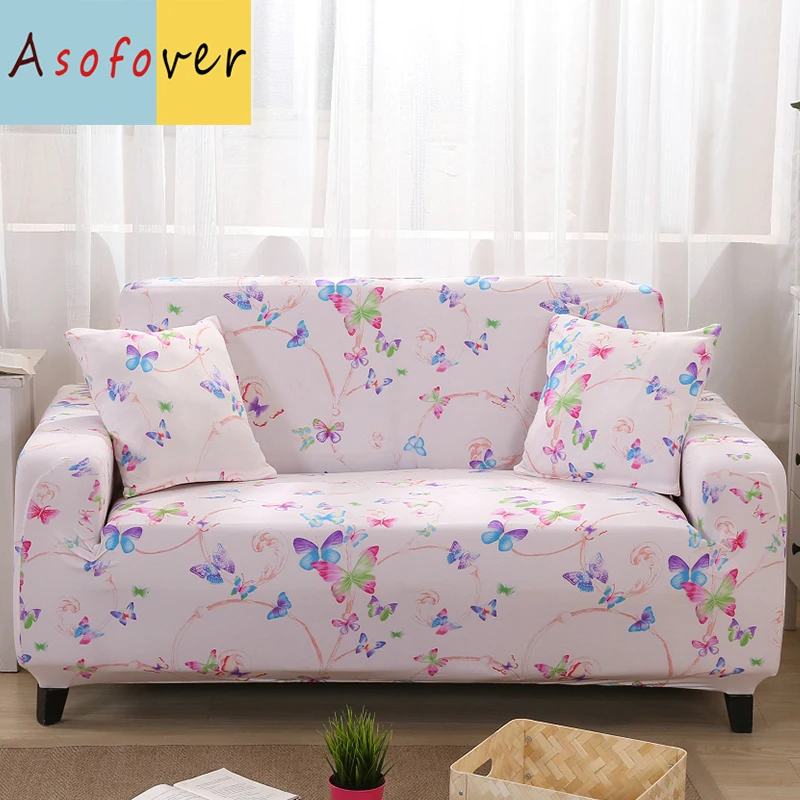 

1PC Color Butterfly Sofa Cover Elastic Sofa Slipcover Cubre Sofa Stretch Furniture Covers Protector Sofa Covers For Living Room