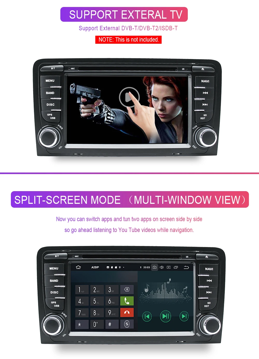 Best Car DVD Player 2din Android 9.0 Head unit For Audi A3 8P S3 RS3 Radio 2003 2004 2005 2006 2007 2008 2009 20102011 Multimedia GPS 16