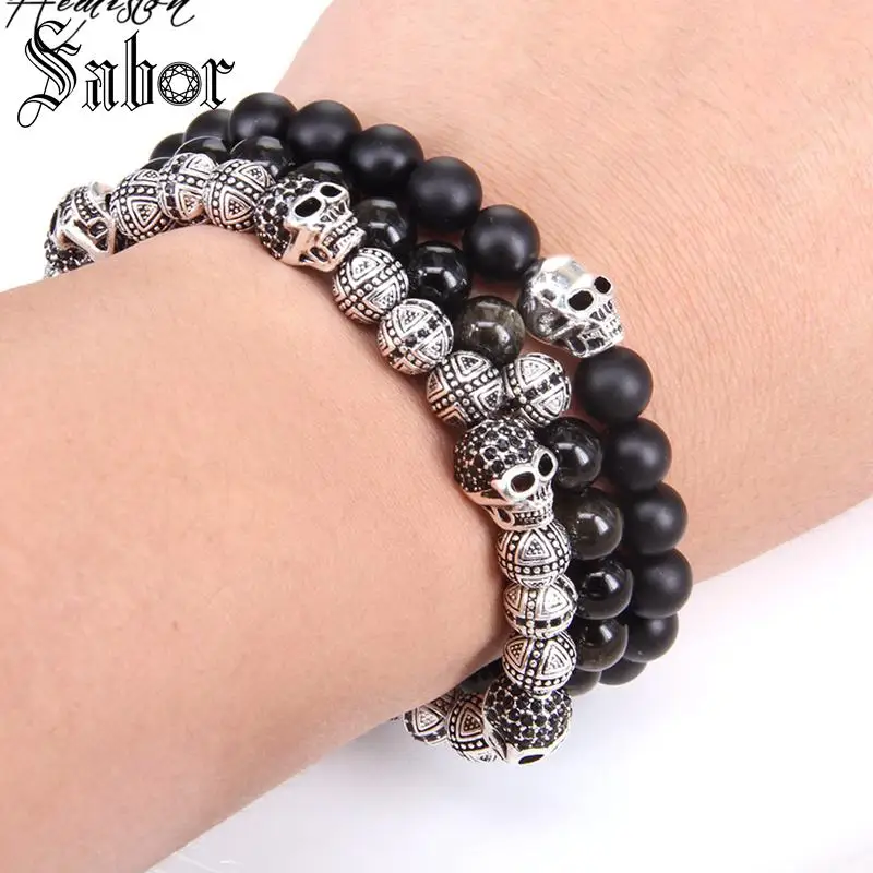 Эластичный браслет из бусин Skulls & Cross Hero от Rebel Rock Style европейские модные ювелирные