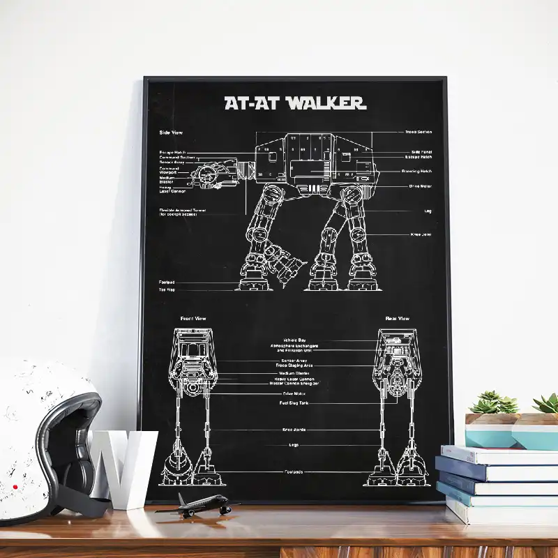 At At Walker Blueprint Wall Art Star Wars Vintage Posters