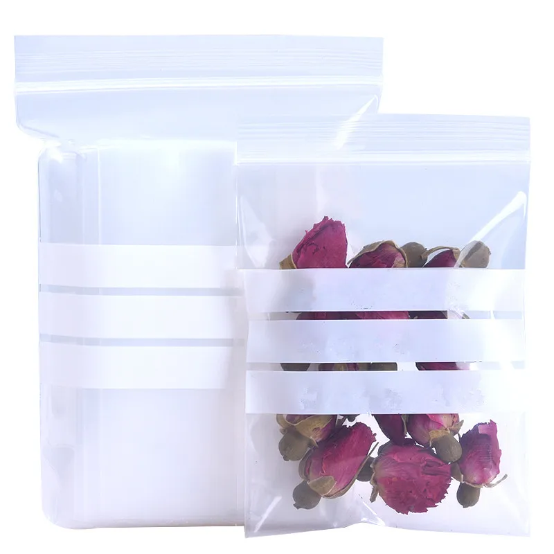 Clear Ziplock Bags Writable Design Transparent Food Grade Plastic Package Bag for Spice Snack Bean Dried Flower Storage 16 Sizes 3