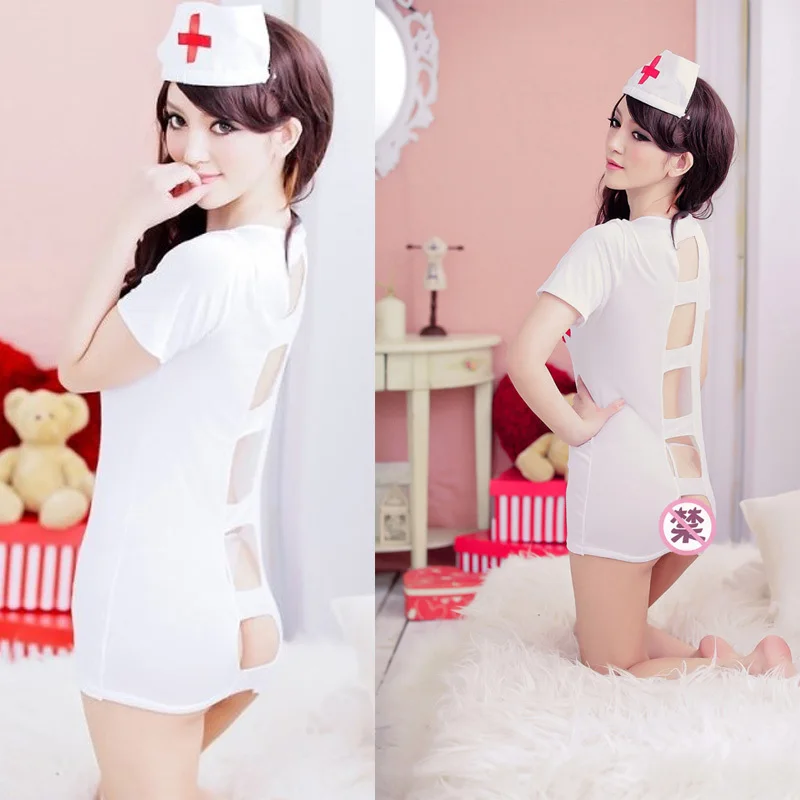 Nurse Erotic Sexy Costumes V neck Cosplay Nightgown Lingerie Dress font b Sex b font Underwear