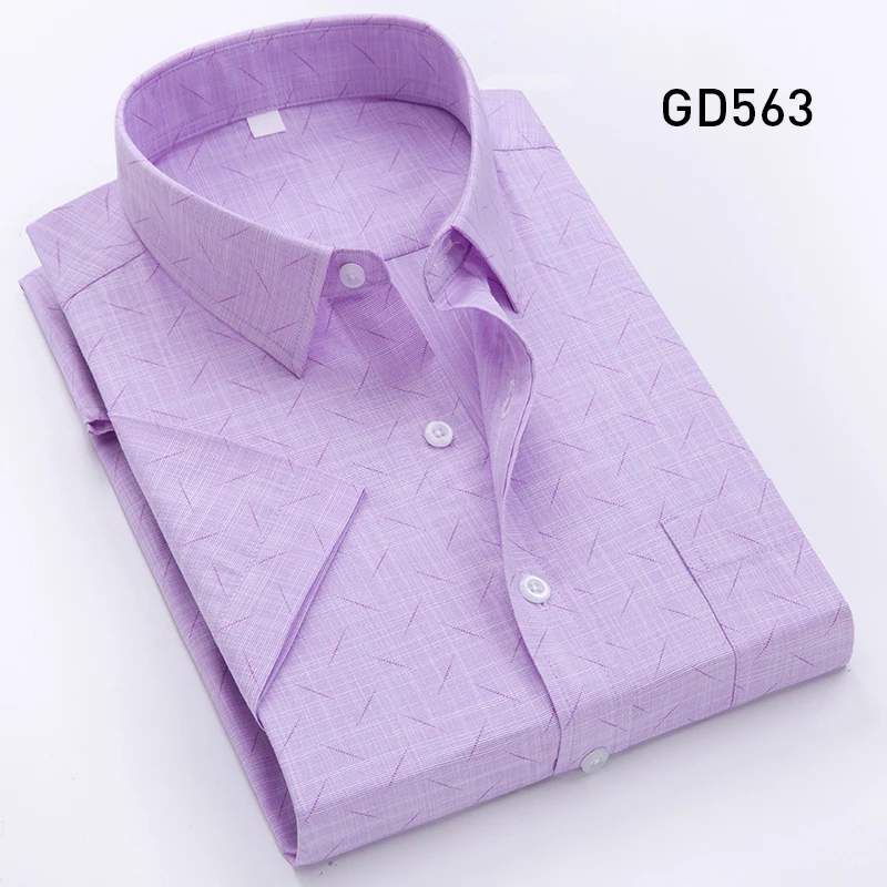 Высокое качество, Мужская Удобная рубашка с коротким рукавом, летняя деловая Мужская Повседневная рубашка, имитация линии отделки, ткань, Chemise Homme - Цвет: GD563