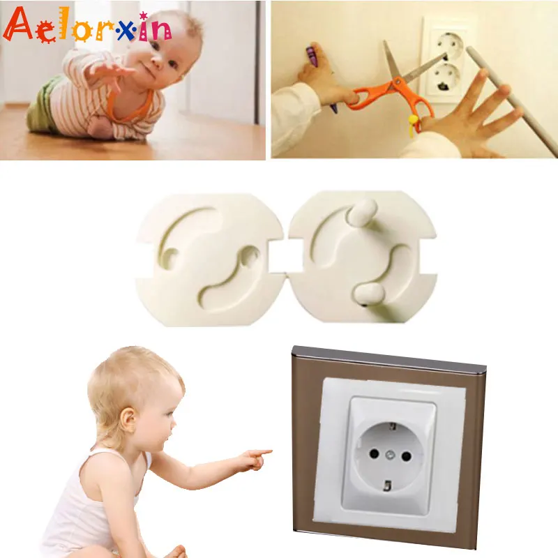 10Pcs/Lot Rotate Cover 2 Holes EU Standard Child Socket Cover Baby Safety Children Electric Protection Plastic Socket Baby Locks