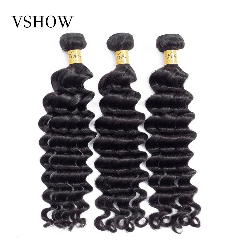

VSHOW Loose Deep Wave Bundles 100% Indian Human Hair Weave No Split Ends 10-30 Inch Bundles Remy Human Hair Extension