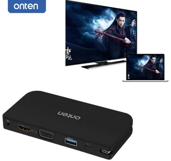 

ONTEN USB C TYPE C to HDMI VGA USB 3.0 Audio Video Adapter Converter For Macbook Air Pro Google Chromebook Pixel to tv projector