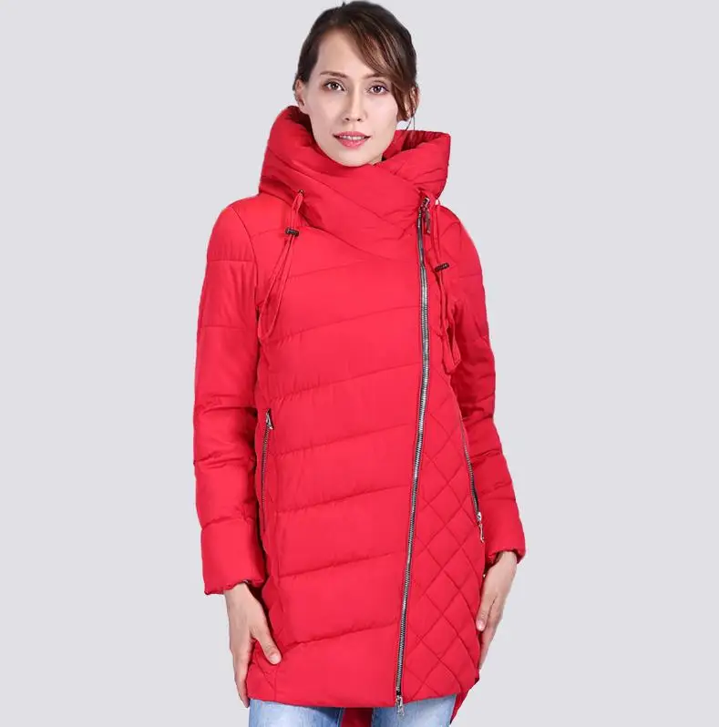Высокое качество зимняя куртка женская Большие размеры Длинная с капюшоном био пух Для женщин парка зимнее стеганое пальто с капюшоном теплая куртка пуховик женский верхняя одежда - Цвет: RED