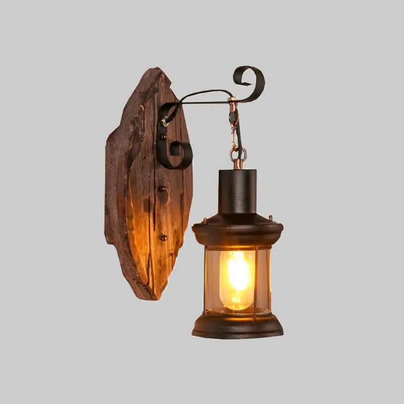 

Retro Industrial Wall Lamp Old Wood Country Nostalgia Iron lampshade Wall Light For Bar Cafe Store Desinger's Lamp Brand