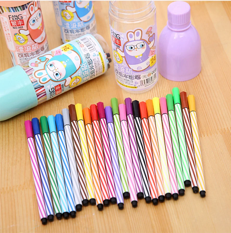 12 Colors Students Creative Washable Watercolor Pen Color Lucky Bottle Packing Art Marker Drawing Set Supplies Child Gift