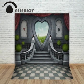

Allenjoy Backgrounds filming Cartoon rabbit poker heart professional camera photography vinyl backdrops