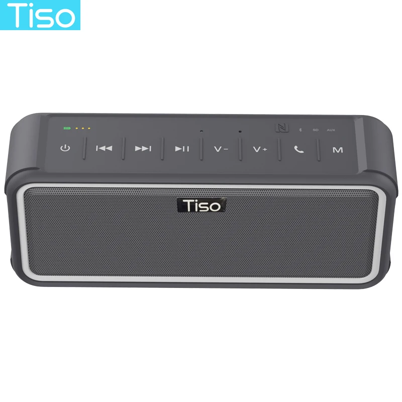 Водонепроницаемая Bluetooth Колонка Tiso IPX7 2 1 канала 20 Вт супер 3D стерео бас