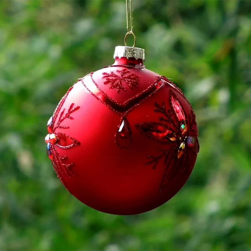 100 шт./упак. диаметр = 8 см ручная роспись красная серия Рождественская лампа в форме стеклянного глобуса выдувного стекла украшение в виде стеклянного шара