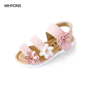 

2017 Summer Children Soft Girls Sandals Princess Beautiful Flower Shoes Kids Flat Fashion Girls Sandals Shoes Size 21-30