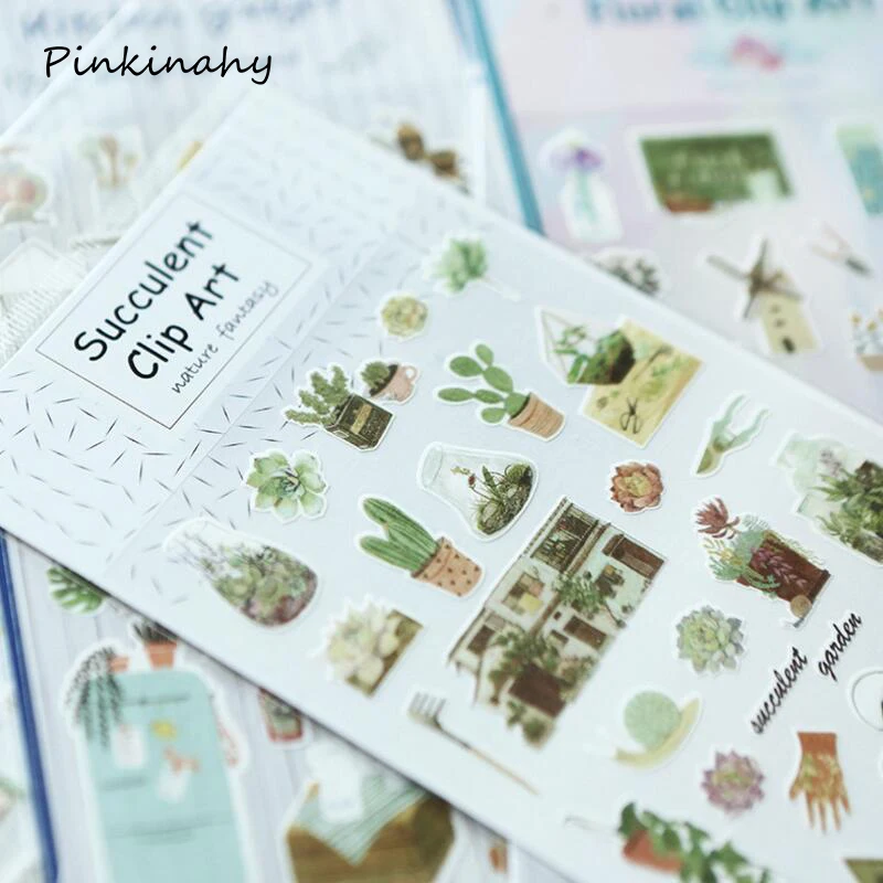 

4 sheet Warm Homeland Succulent Plant Art Paper Stickers Adhesive Stickers DIY Decoration Stickers