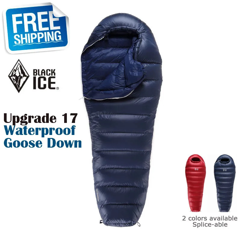 

Black ice G1300 ultra-light sleeping bag-20 outdoor waterproof goose down winter sleeping bag Splicing Double Sleeping Bag