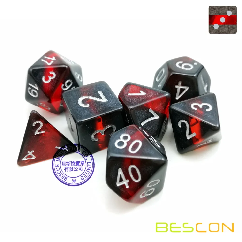 Bescon минеральные камни драгоценные лозы многогранные D& D игральные кости Набор из 7, ролевые игры игральные кости 7 шт. набор рубиновых