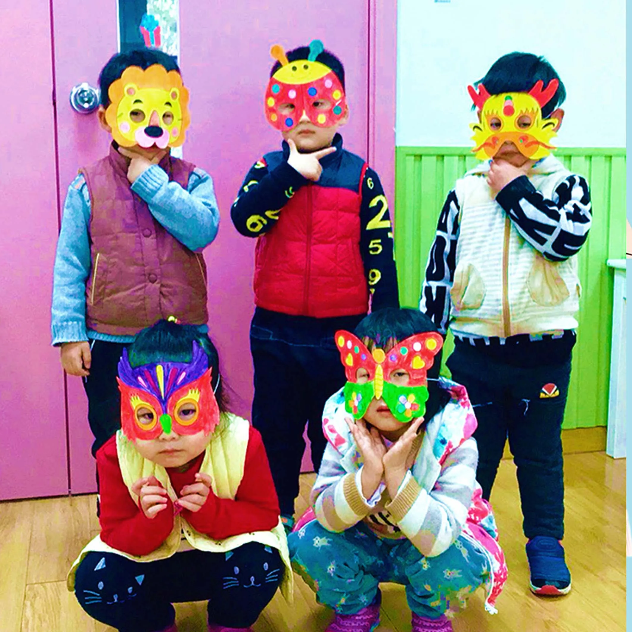  8pcs/set Blank Mask Animal Mask Child Coloring Painting Kindergarten Paper Doodle Handicraft DIY Ar - 33027893942