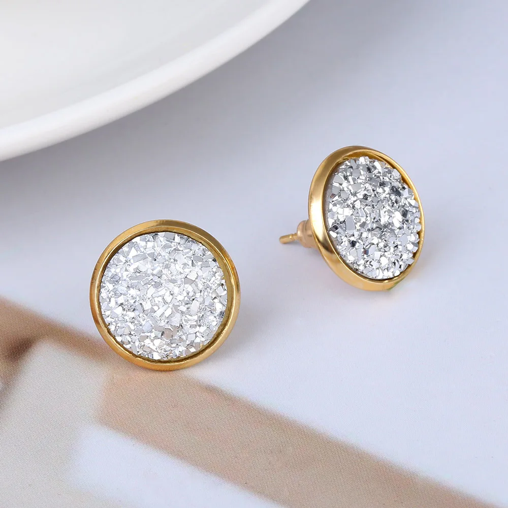 1 пара ручная работа Druzy/Drusy полимерная серьга сверкающее купольное уплотнение