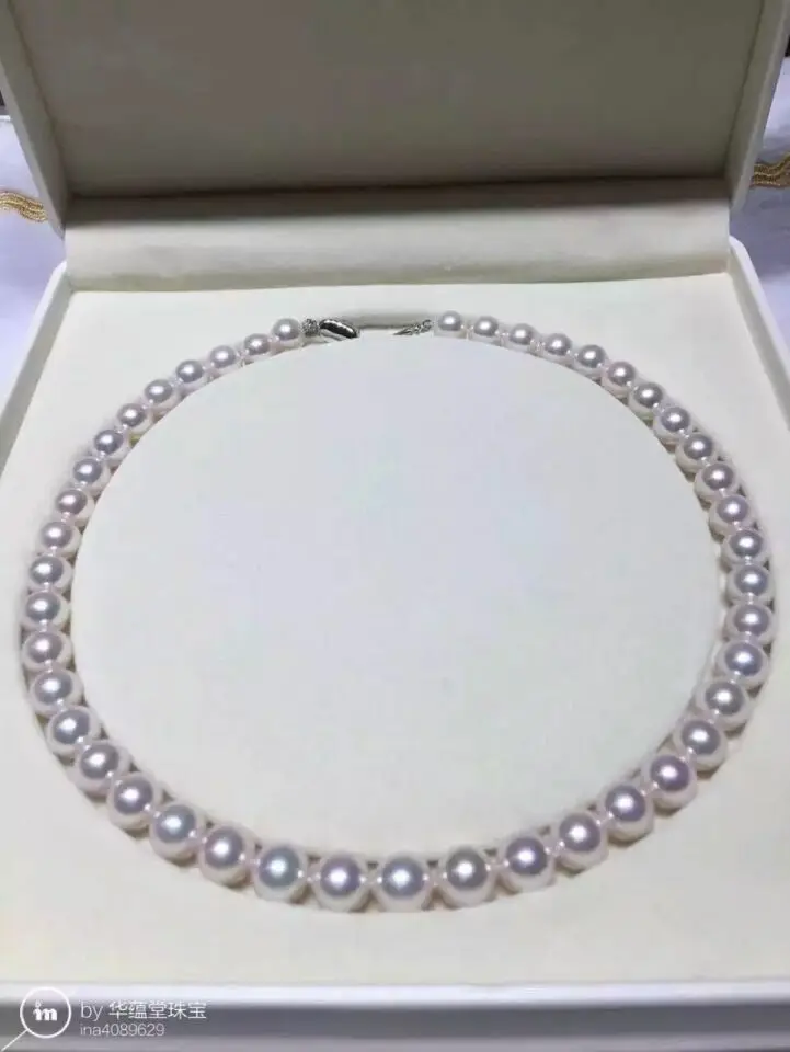 

FREE SHIPPING HOT sell new Style >>>>charming 9-10mm natural AKoya white pearl necklace 17inch