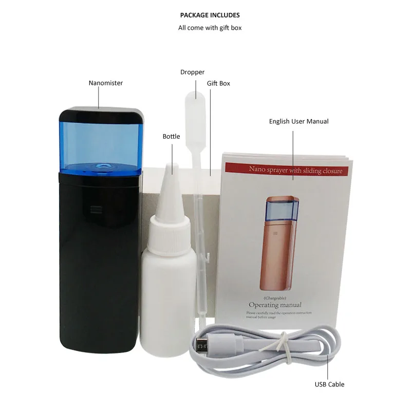 Мини портативный распылитель для лица Nano Mister USB заряжаемый для тела лица удобный распылитель для мужчин уход за кожей-черный цвет