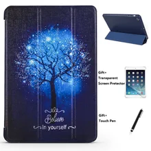 QUWIND синий дерево непрозрачные мягкий сон проснуться чехол для iPad Mini 1234 iPad 234 iPad iPad воздуха 1 2 Pro 9,7 10,5