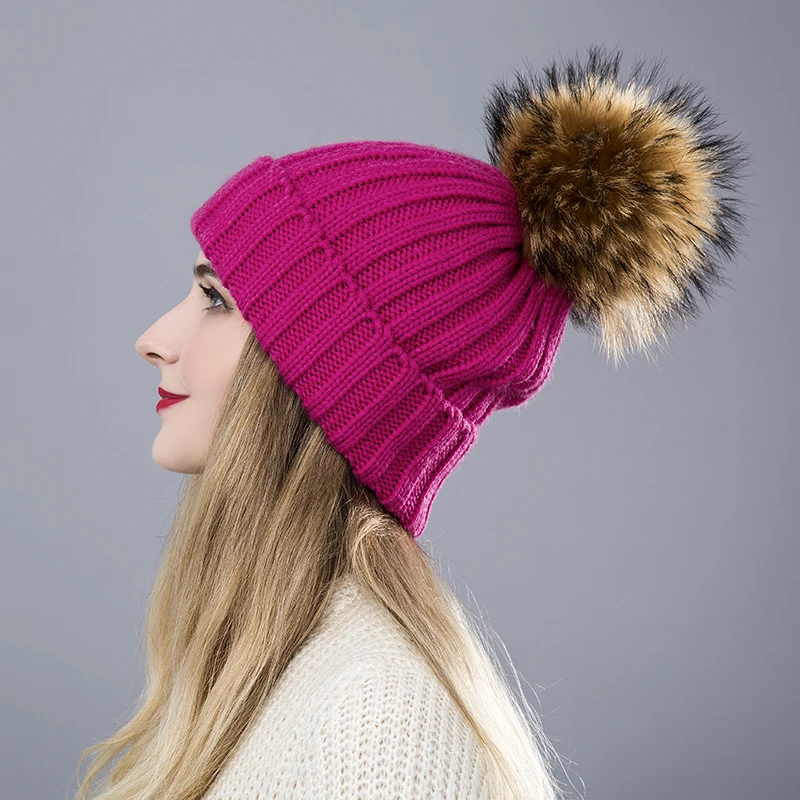 Модная зимняя женская шапка Skullies Beanies Pom Poms теплые пушистые женские вязаные помпоны кепки для девочек женские теплые шапки
