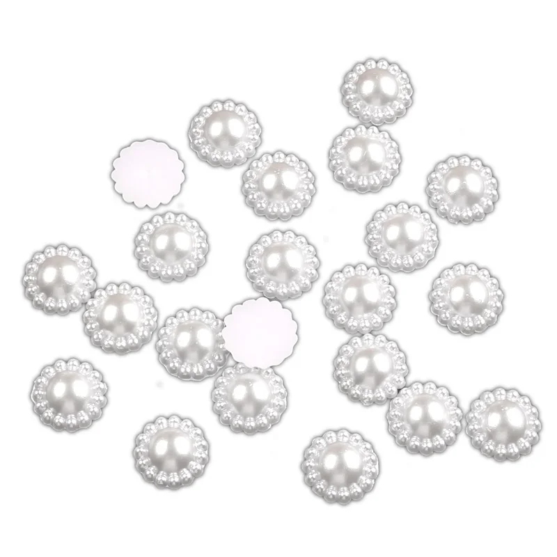 

200Pcs White Round Pearls 10mm Beads Craft Cabochon Flatback Decoration Embellishments For Scrapbooking Needlework Accessories