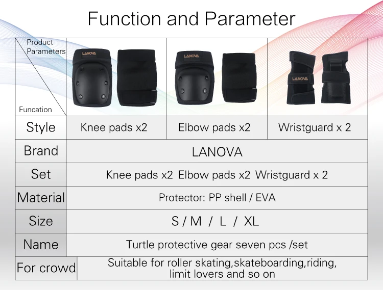 LANOVA 6 шт./компл. взрослых детей кататься на коньках защитный Шестерни наколенники налокотники на Велоспорт Скейтборд Катание на коньках ролик протектор