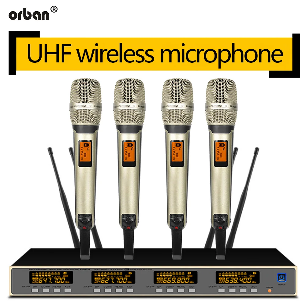 

UHF wireless microphone one for four professional wedding stage performance KTV meeting gooseneck lavalier handheld microphone
