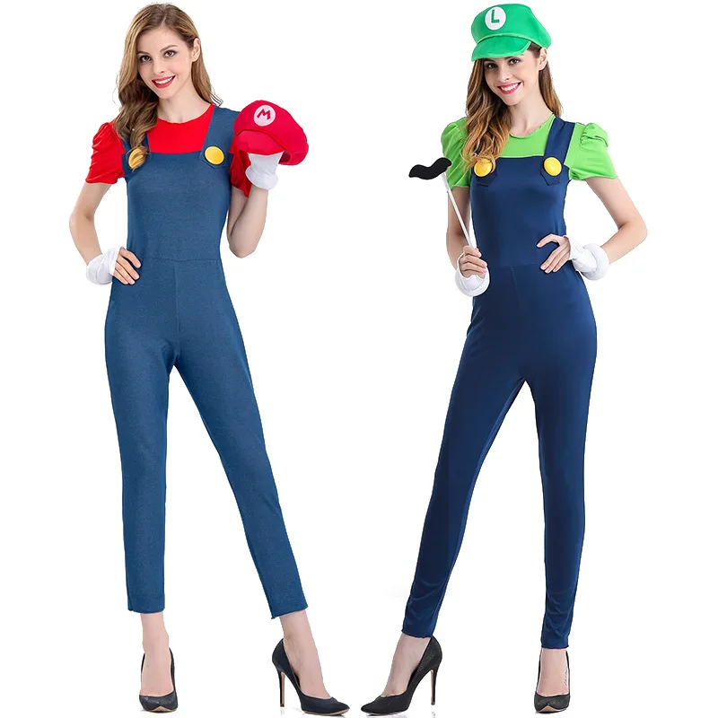 Adult Super Mario Costumes Women Luigi Clothing Sexy Plumber Costume