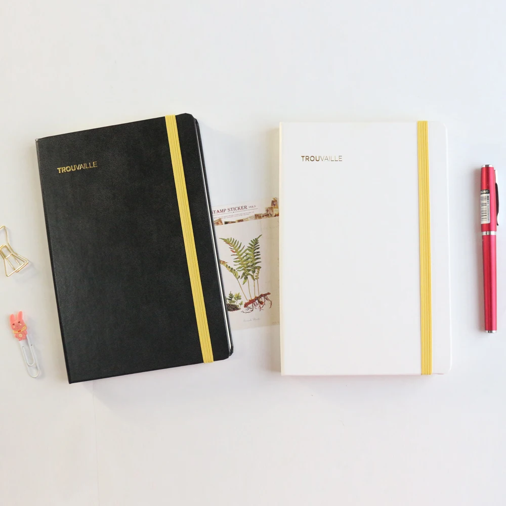 

Domikee classic leather band office school hardcover composition notebook stationery,dots inner paper,thick 128 sheets,A5