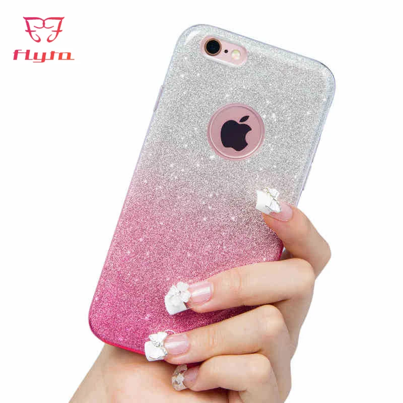 FlyTo Case for IPhone 7 8 Plus Rhinestone Gradient Glitter Phone Bag 6 6S Pouch X Coque | Мобильные телефоны и аксессуары