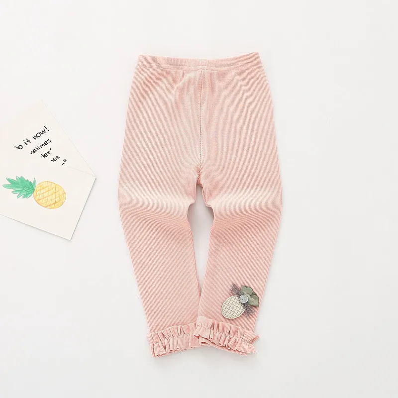Kids Leggings Ruffles Solid Casual Long Pants Infant Soft Cotton Trousers Baby Girl Clothing 0-4T Toddler Baby Girl Pant - Цвет: Розовый