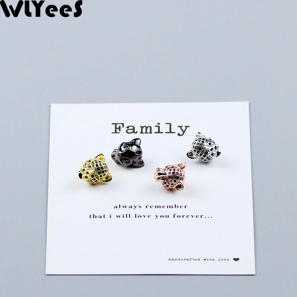 WLYeeS 2 шт. круглые бусины из меди с леопардовым узором и зеленым глазом черные