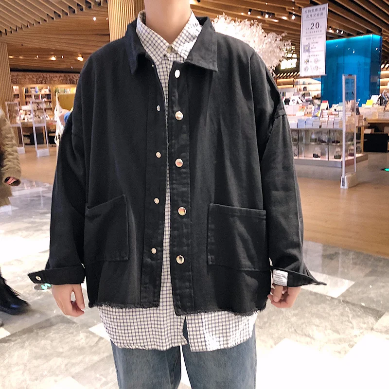 Мужская джинсовая куртка от бренда Chao, Весенняя и осенняя джинсовая куртка в стиле BF - Цвет: Черный