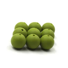 JOJOCHEW 100 шт новые оливково-зеленые бусы для прорезывания зубов круглые BPA Бесплатно Детские Жевательные бусы для прорезывания зубов ожерелье для изготовления