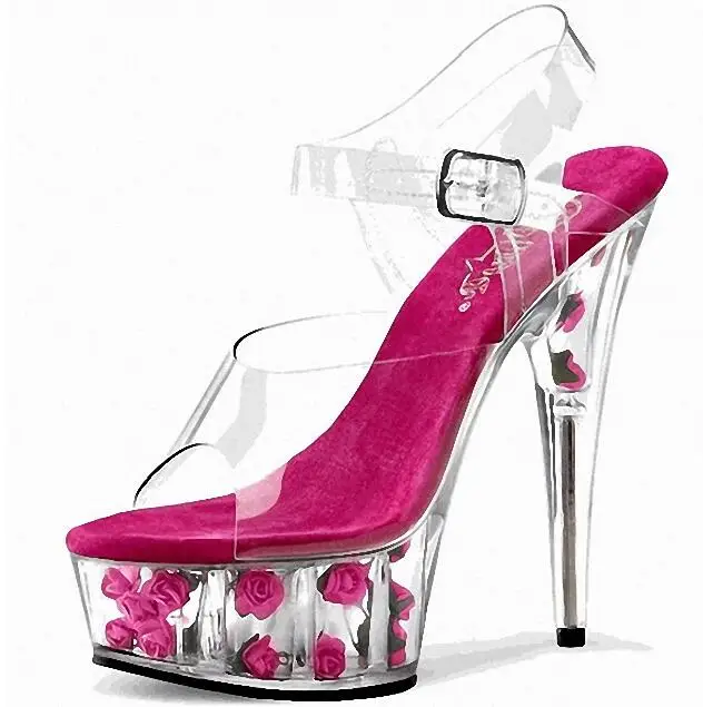 

BONJEAN Fashion Pole Dance Shoes Sexy Peep Toe Platform High Heel Sandals for Woman Runway Super High Ankle Strap Shoes