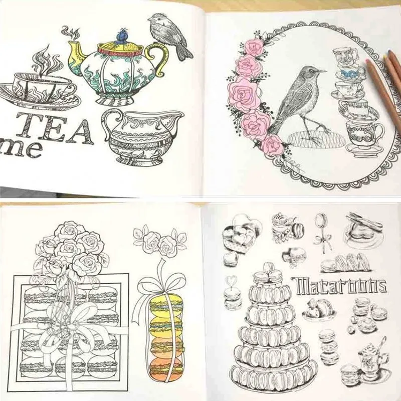 108 страниц раскраска приятный послеобеденный чай раскраска для взрослых детей Рисование граффити снимает стресс книги