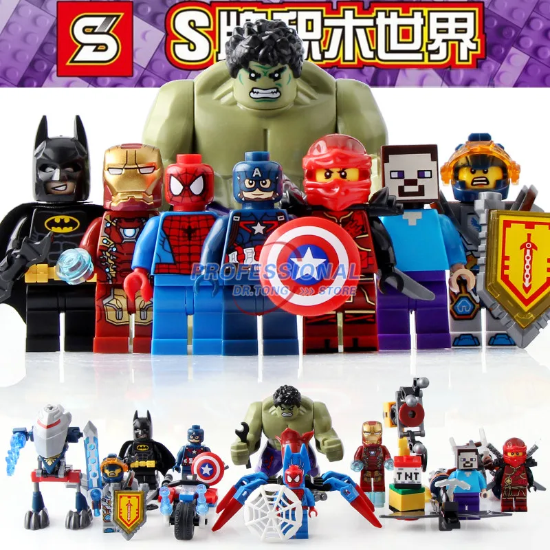 SY650 Super Hero Iroman Batman Captain America Spiderman Knights DIY Building Blocks Bricks Baby Toys GIFT for Children Gifts baby-building-blocks