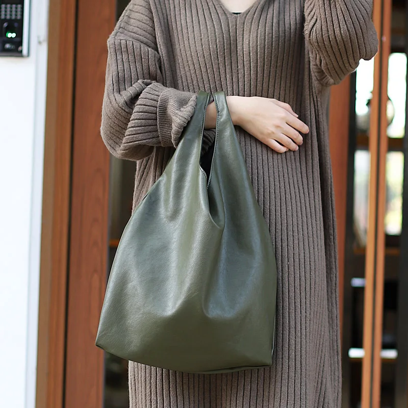  Simple Soft Pu Leather Shopping Bag Solid Color Wild Tote Casual Large Capacity Women's Handbag Com - 32991466530