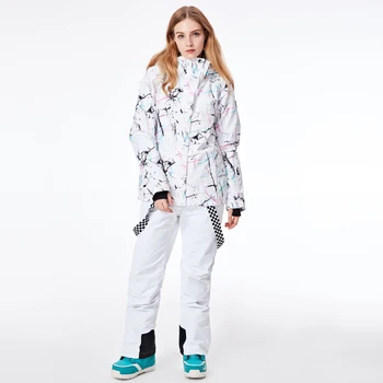 

White Ski Suits Women Ski Jacket and Pants Waterproof Windproof Snow Clothes Snowboard Coat and Trousers Female Winter Snow Suit