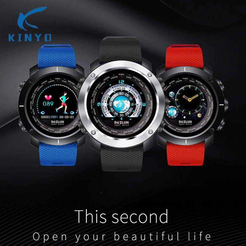 KINYO 24 часа в сутки сердечный ритм SmartWatch bluetooth smart watch для мужчин Дистанционно управляемая камера 20 дней в режиме ожидания умные часы для ios android
